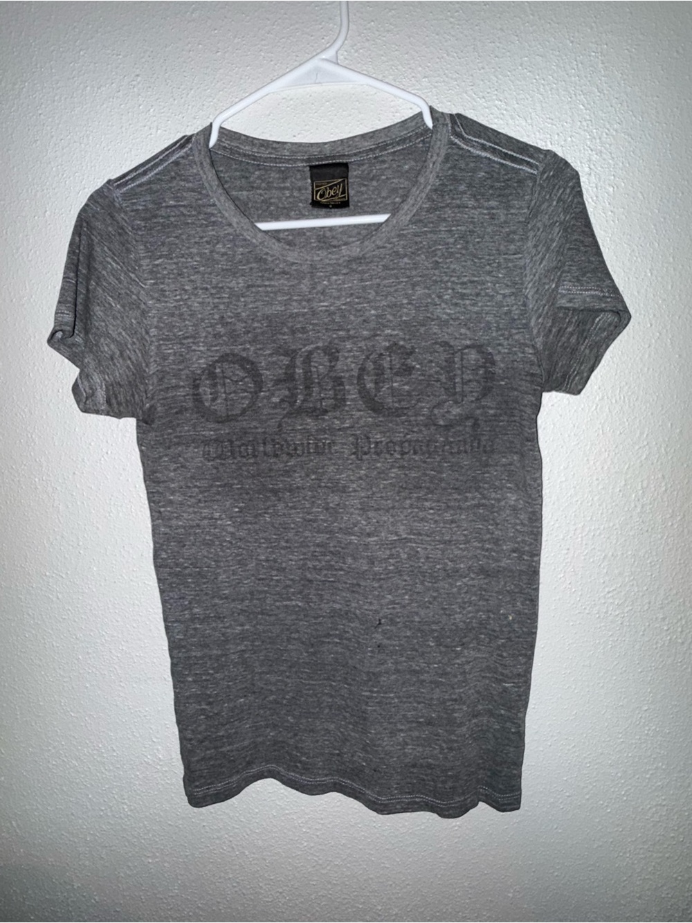 Obey Women's Heather Gray Short Sleeve Logo Tee